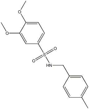 3,4-dimethoxy-N-(4-methylbenzyl)benzenesulfonamide 结构式