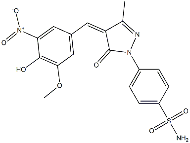 4-(4-{4-hydroxy-3-nitro-5-methoxybenzylidene}-3-methyl-5-oxo-4,5-dihydro-1H-pyrazol-1-yl)benzenesulfonamide 结构式