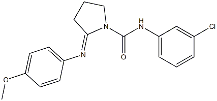 N-(3-chlorophenyl)-2-[(4-methoxyphenyl)imino]-1-pyrrolidinecarboxamide 结构式