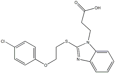 3-(2-{[2-(4-chlorophenoxy)ethyl]sulfanyl}-1H-benzimidazol-1-yl)propanoic acid 结构式