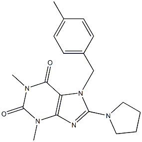 1,3-dimethyl-7-(4-methylbenzyl)-8-pyrrolidin-1-yl-3,7-dihydro-1H-purine-2,6-dione 结构式