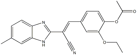 4-[2-cyano-2-(6-methyl-1H-benzimidazol-2-yl)vinyl]-2-ethoxyphenyl acetate 结构式