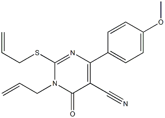 1-allyl-2-(allylthio)-4-(4-methoxyphenyl)-6-oxo-1,6-dihydropyrimidine-5-carbonitrile 结构式