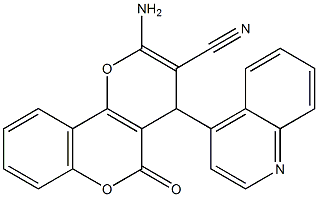 2-amino-5-oxo-4-(4-quinolinyl)-4H,5H-pyrano[3,2-c]chromene-3-carbonitrile 结构式