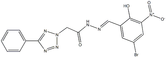 N'-{5-bromo-2-hydroxy-3-nitrobenzylidene}-2-(5-phenyl-2H-tetraazol-2-yl)acetohydrazide 结构式