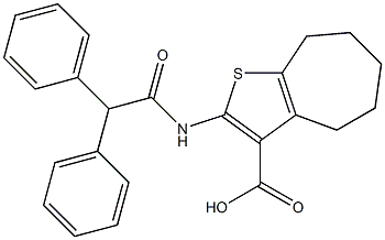 2-[(diphenylacetyl)amino]-5,6,7,8-tetrahydro-4H-cyclohepta[b]thiophene-3-carboxylic acid 结构式