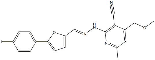 2-(2-{[5-(4-iodophenyl)-2-furyl]methylene}hydrazino)-4-(methoxymethyl)-6-methylnicotinonitrile 结构式