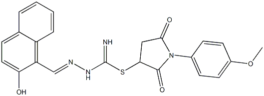 1-(4-methoxyphenyl)-2,5-dioxo-3-pyrrolidinyl 2-[(2-hydroxy-1-naphthyl)methylene]hydrazinecarbimidothioate 结构式