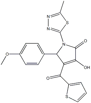 3-hydroxy-5-(4-methoxyphenyl)-1-(5-methyl-1,3,4-thiadiazol-2-yl)-4-(thien-2-ylcarbonyl)-1,5-dihydro-2H-pyrrol-2-one 结构式