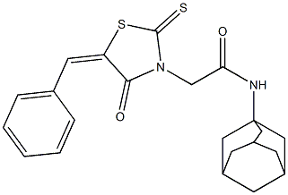 N-(1-adamantyl)-2-(5-benzylidene-4-oxo-2-thioxo-1,3-thiazolidin-3-yl)acetamide 结构式