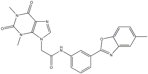 2-(1,3-dimethyl-2,6-dioxo-1,2,3,6-tetrahydro-9H-purin-9-yl)-N-[3-(5-methyl-1,3-benzoxazol-2-yl)phenyl]acetamide 结构式