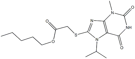 pentyl [(7-isopropyl-3-methyl-2,6-dioxo-2,3,6,7-tetrahydro-1H-purin-8-yl)sulfanyl]acetate 结构式