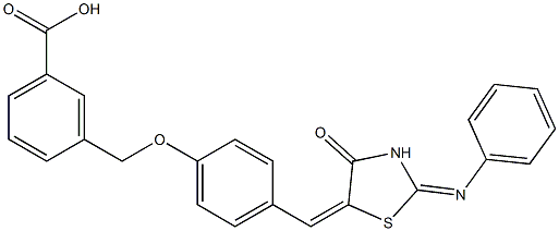 3-[(4-{[4-oxo-2-(phenylimino)-1,3-thiazolidin-5-ylidene]methyl}phenoxy)methyl]benzoic acid 结构式