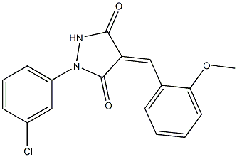 1-(3-chlorophenyl)-4-(2-methoxybenzylidene)-3,5-pyrazolidinedione 结构式