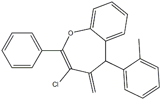 3-chloro-4-methylene-5-(2-methylphenyl)-2-phenyl-4,5-dihydro-1-benzoxepine 结构式