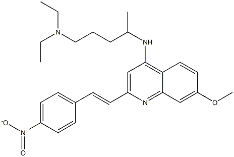 4-{[4-(diethylamino)-1-methylbutyl]amino}-2-(2-{4-nitrophenyl}vinyl)-7-methoxyquinoline 结构式