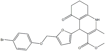 methyl 4-{5-[(4-bromophenoxy)methyl]-2-furyl}-2-methyl-5-oxo-1,4,5,6,7,8-hexahydro-3-quinolinecarboxylate 结构式