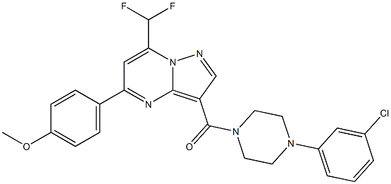 4-[3-{[4-(3-chlorophenyl)-1-piperazinyl]carbonyl}-7-(difluoromethyl)pyrazolo[1,5-a]pyrimidin-5-yl]phenyl methyl ether 结构式