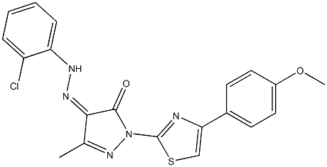 1-[4-(4-methoxyphenyl)-1,3-thiazol-2-yl]-3-methyl-1H-pyrazole-4,5-dione 4-[N-(2-chlorophenyl)hydrazone] 结构式