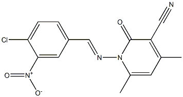 1-{[(E)-(4-chloro-3-nitrophenyl)methylidene]amino}-4,6-dimethyl-2-oxo-1,2-dihydro-3-pyridinecarbonitrile 结构式