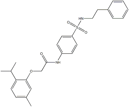 2-(2-isopropyl-5-methylphenoxy)-N-{4-[(phenethylamino)sulfonyl]phenyl}acetamide 结构式