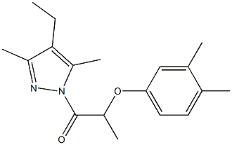 2-(3,4-dimethylphenoxy)-1-(4-ethyl-3,5-dimethyl-1H-pyrazol-1-yl)-1-propanone 结构式