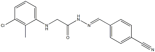 2-(3-chloro-2-methylanilino)-N'-[(E)-(4-cyanophenyl)methylidene]acetohydrazide 结构式