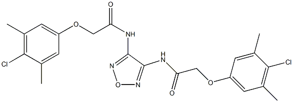 2-(4-chloro-3,5-dimethylphenoxy)-N-(4-{[2-(4-chloro-3,5-dimethylphenoxy)acetyl]amino}-1,2,5-oxadiazol-3-yl)acetamide 结构式