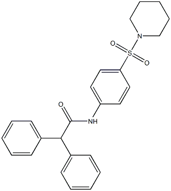 2,2-diphenyl-N-[4-(1-piperidinylsulfonyl)phenyl]acetamide 结构式