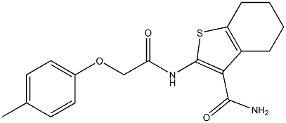 2-{[2-(4-methylphenoxy)acetyl]amino}-4,5,6,7-tetrahydro-1-benzothiophene-3-carboxamide 结构式