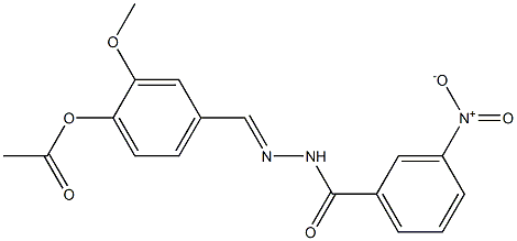 2-methoxy-4-{[(E)-2-(3-nitrobenzoyl)hydrazono]methyl}phenyl acetate 结构式