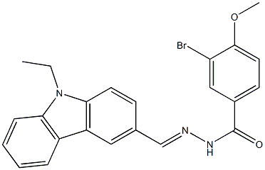 3-bromo-N'-[(E)-(9-ethyl-9H-carbazol-3-yl)methylidene]-4-methoxybenzohydrazide 结构式
