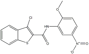 3-chloro-N-(2-methoxy-5-nitrophenyl)-1-benzothiophene-2-carboxamide 结构式