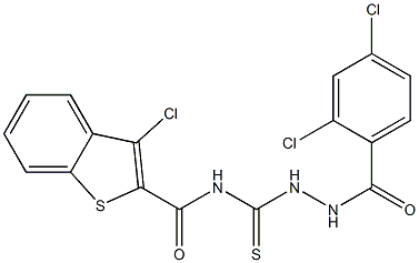 3-chloro-N-{[2-(2,4-dichlorobenzoyl)hydrazino]carbothioyl}-1-benzothiophene-2-carboxamide 结构式