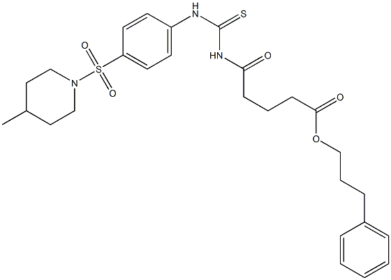 3-phenylpropyl 5-[({4-[(4-methyl-1-piperidinyl)sulfonyl]anilino}carbothioyl)amino]-5-oxopentanoate 结构式