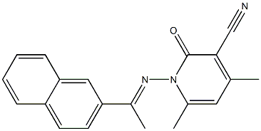 4,6-dimethyl-1-{[(E)-1-(2-naphthyl)ethylidene]amino}-2-oxo-1,2-dihydro-3-pyridinecarbonitrile 结构式
