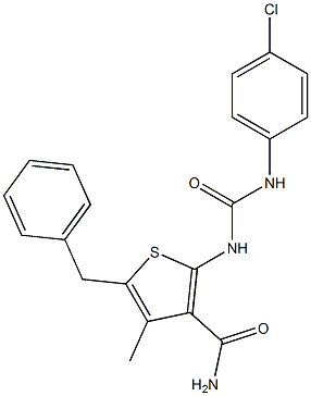 5-benzyl-2-{[(4-chloroanilino)carbonyl]amino}-4-methyl-3-thiophenecarboxamide 结构式