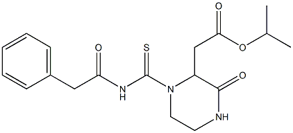 isopropyl 2-(3-oxo-1-{[(2-phenylacetyl)amino]carbothioyl}-2-piperazinyl)acetate 结构式