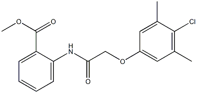 methyl 2-{[2-(4-chloro-3,5-dimethylphenoxy)acetyl]amino}benzoate 结构式
