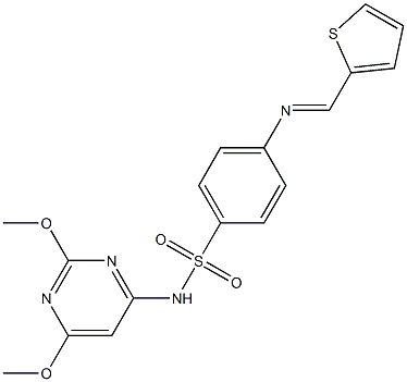 N-(2,6-dimethoxy-4-pyrimidinyl)-4-{[(E)-2-thienylmethylidene]amino}benzenesulfonamide 结构式