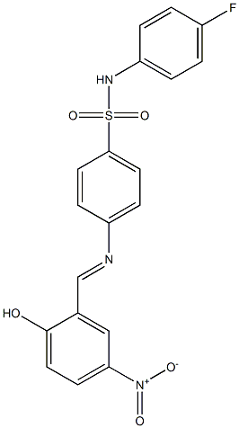 N-(4-fluorophenyl)-4-{[(E)-(2-hydroxy-5-nitrophenyl)methylidene]amino}benzenesulfonamide 结构式