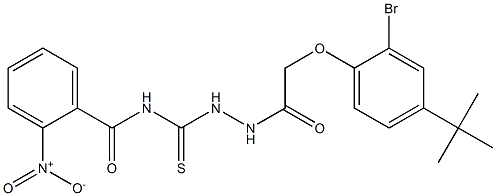 N-[(2-{2-[2-bromo-4-(tert-butyl)phenoxy]acetyl}hydrazino)carbothioyl]-2-nitrobenzamide 结构式