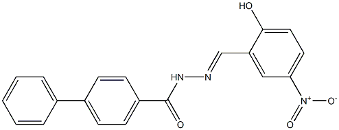 N'-[(E)-(2-hydroxy-5-nitrophenyl)methylidene][1,1'-biphenyl]-4-carbohydrazide 结构式