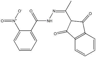 N'-[(Z)-1-(1,3-dioxo-2,3-dihydro-1H-inden-2-yl)ethylidene]-2-nitrobenzohydrazide 结构式