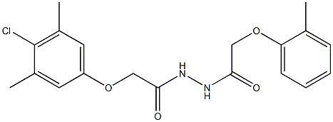 N'-[2-(4-chloro-3,5-dimethylphenoxy)acetyl]-2-(2-methylphenoxy)acetohydrazide 结构式