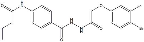 N-[4-({2-[2-(4-bromo-3-methylphenoxy)acetyl]hydrazino}carbonyl)phenyl]butanamide 结构式