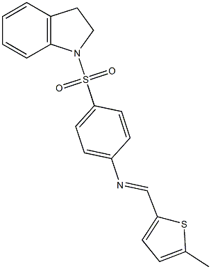 4-(2,3-dihydro-1H-indol-1-ylsulfonyl)-N-[(E)-(5-methyl-2-thienyl)methylidene]aniline 结构式