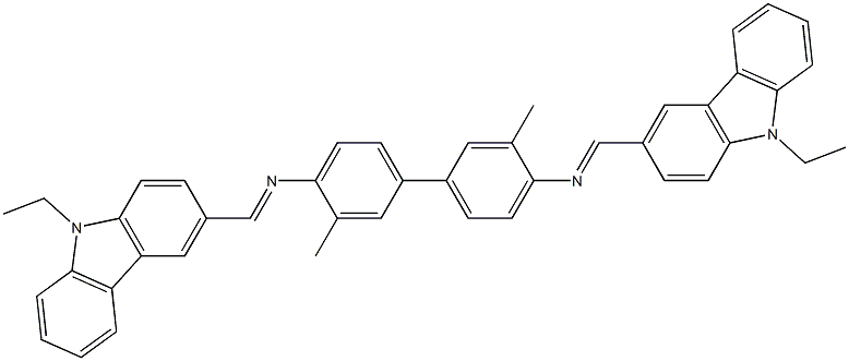 N-[(E)-(9-ethyl-9H-carbazol-3-yl)methylidene]-N-(4'-{[(E)-(9-ethyl-9H-carbazol-3-yl)methylidene]amino}-3,3'-dimethyl[1,1'-biphenyl]-4-yl)amine 结构式