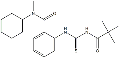 N-cyclohexyl-2-({[(2,2-dimethylpropanoyl)amino]carbothioyl}amino)-N-methylbenzamide 结构式
