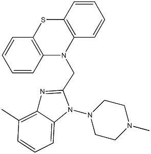 1-(4-Methyl-1-piperazinyl)methyl-2-(10H-phenothiazin-10-ylmethyl)-1H-benzimidazole 结构式